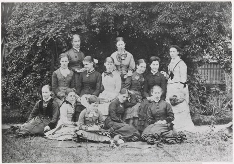 Madame Elise Pfund and pupils at her school OBERWYL, St. Kilda, c. 1900