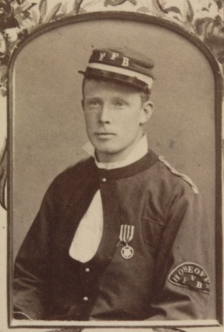 Presented to Captain Hugh Morris by the members of the Footscray Volunteer Fire Brigade, 1884