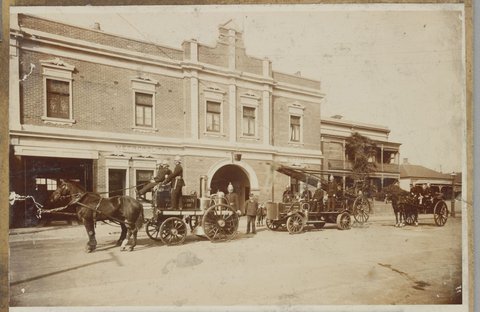 Eight images related to the Metropolitan Fire Brigade, Melbourne, 1900–26