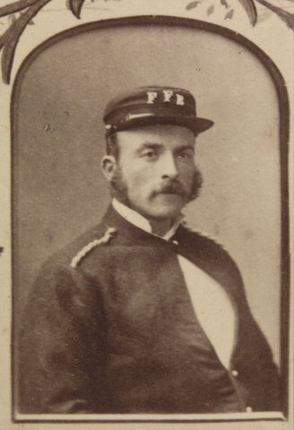 Presented to Captain Hugh Morris by the members of the Footscray Volunteer Fire Brigade, 1884