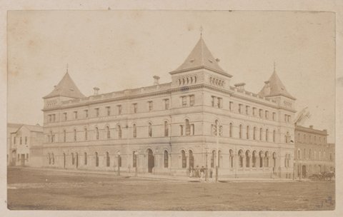 Elevated views of Melbourne buildings, c. 1870