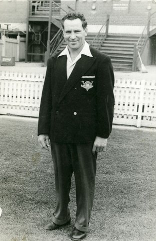 "Herbie Matthews, wearing blazer with South Melbourne monogram", 1950–54