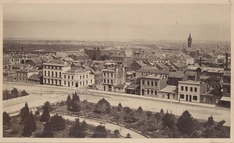 View of Melbourne, looking south west from Spring Street, c. 1870