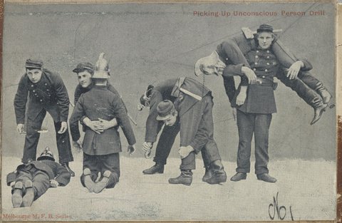Eight images related to the Metropolitan Fire Brigade, Melbourne, 1900–26