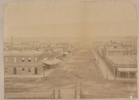 Bourke Street looking west from Spring Street, 1861