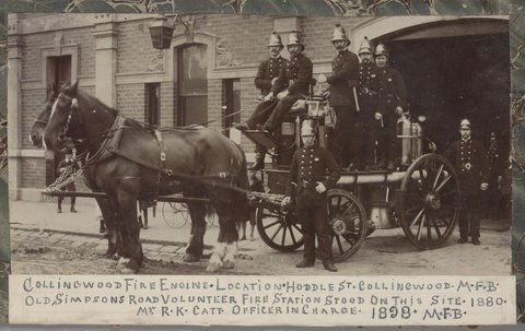 Collingwood fire engine at Hoddle St, 1898