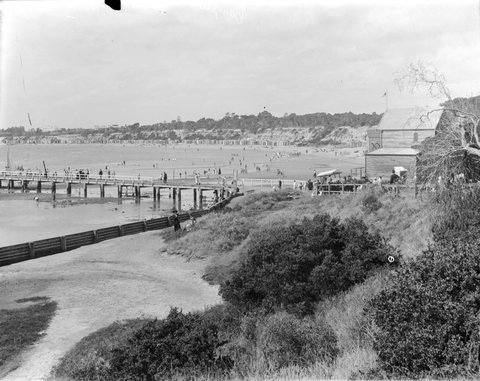 Beach Scene Including Bathers And Bathing Boxes, Hampton, 1900?