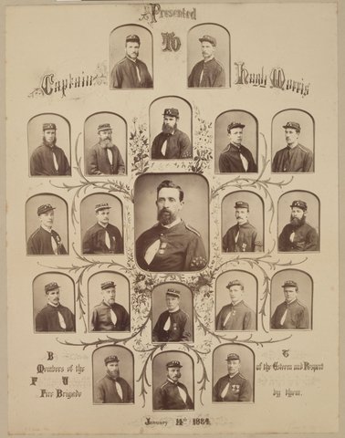 Presented to Captain Hugh Morris by the members of the Footscray Volunteer Fire Brigade, 1884