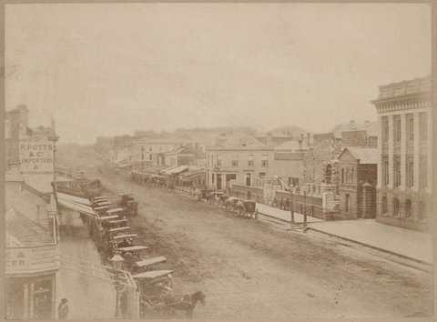 Swanston Street looking north, c. 1865