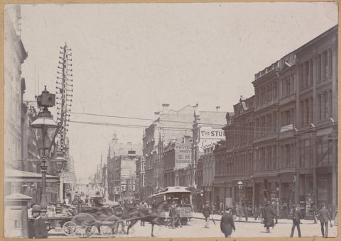Collins St. looking west from Swanston St, c. 1890