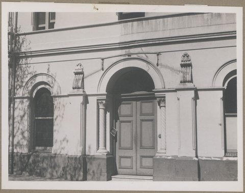 Detail of door, Menzies Hotel, Bourke Street facade [Melbourne, Vic.], 1949