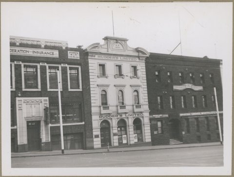 Buildings in Market Street, near corner of Flinders Street, Melbourne, Vic, 1953