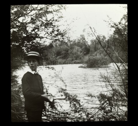 John (Jack) [Wardell] beside Yarra River, Eltham, 1910–20