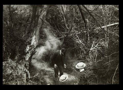 [Wardell] Boys beside campfire whilst picnicking at Eltham, Yarra River, 1910–20