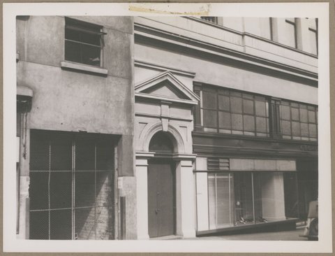 Detail of door, Georges, Little Collins Street facade, [Melbourne, Vic.], 1949