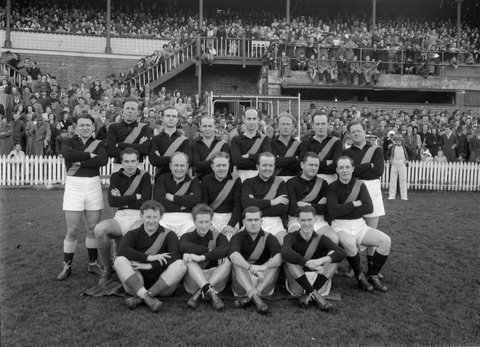 Richmond Football Club in front of a grandstand, 1920–50