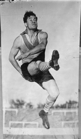 Copy of a print of South Melbourne ruckman Peter Reville, 1925–34