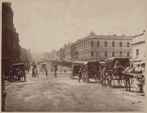 Bourke St. looking east from Elizabeth St, c. 1880