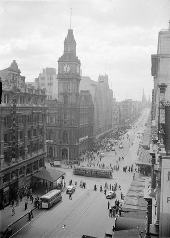 Bourke St., looking east from west of Elizabeth St, c. 1940