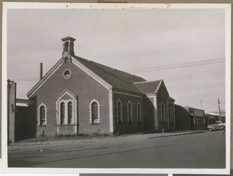 Church at the corner of Howard and Queensbury Streets, North Melbourne, now a factory [Vic.], c. 1949