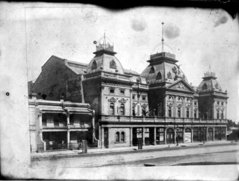 Exterior front view of Princess Theatre, Spring Street, Melbourne, 1886–1920