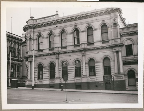 Western Market buildings, cnr of Flinders Lane and William Street Melbourne, Vic, 1949