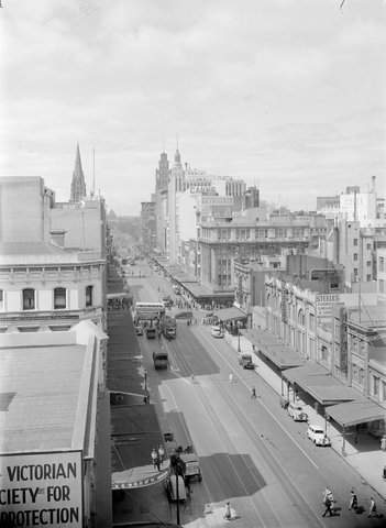 Swanston St. looking south from Lonsdale St, c. 1940