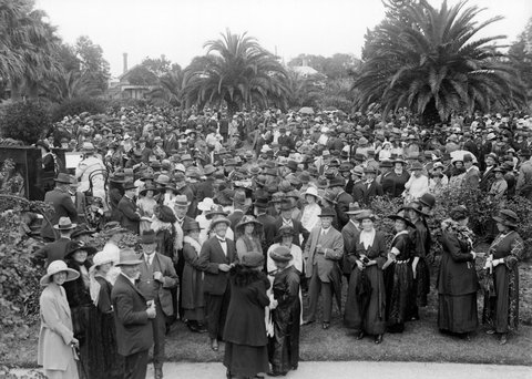 A Large Crowd Picnics At The Botanic Gardens, Williamstown, Vic, 1923