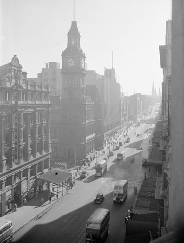 Bourke St., looking east from west of Elizabeth St, c. 1940