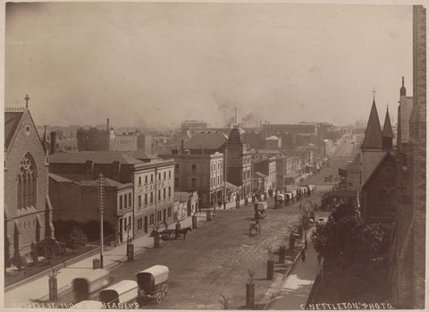 Russell Street looking north from Collins Street, Melbourne, c. 1880