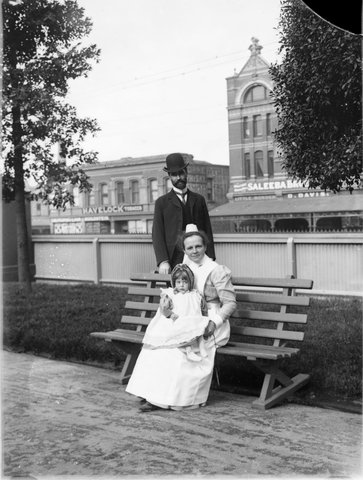 Nurse with man and child (Lonsdale Street, Melbourne), c. 1900