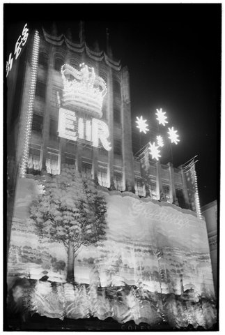 Melbourne streets illuminated for the 1954 Royal Visit