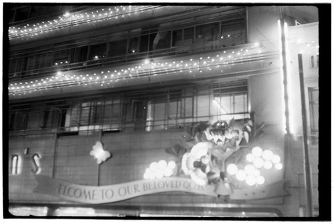 Melbourne streets illuminated for the 1954 Royal Visit