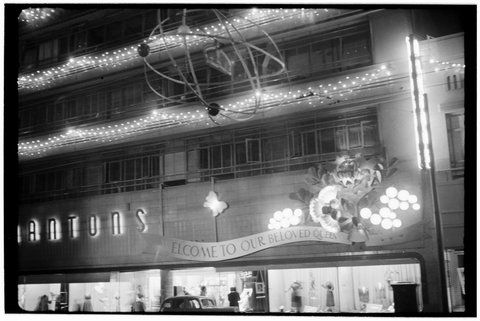 Melbourne streets illuminated for the 1954 Royal Visit