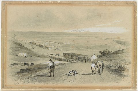 Township of Keilor from South side of Bridge, 1855