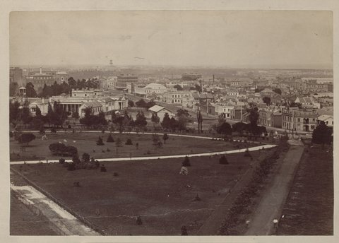 Melbourne from the Carlton Gardens looking south, 1880–90
