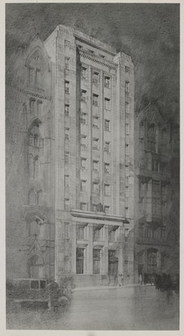 Design for proposed building for the Trustees Executive & Agency Co. Ltd, Collins St., Melbourne, Vic, c. 1925