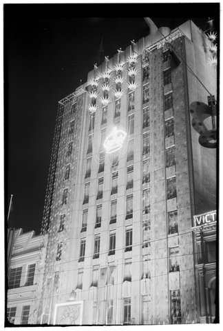 Melbourne streets illuminated for the 1954 Royal Visit