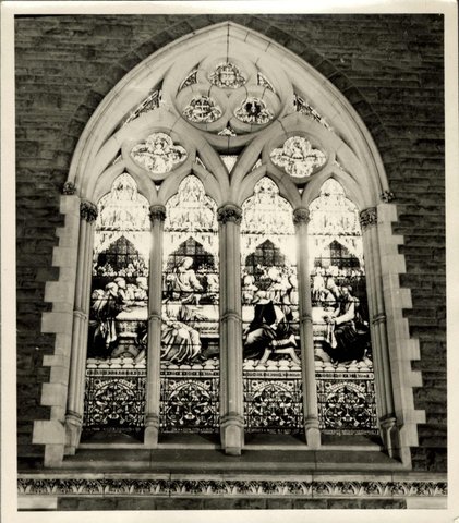 View of a stained glass window, Scots Church, Collins Street, Melbourne, 1930–50