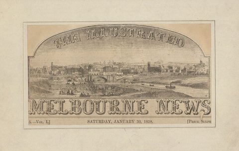 View of Melbourne from south side of River Yarra, 1858