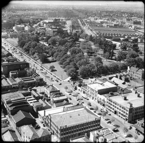 Flagstaff Gardens from King Street looking north east, 1938