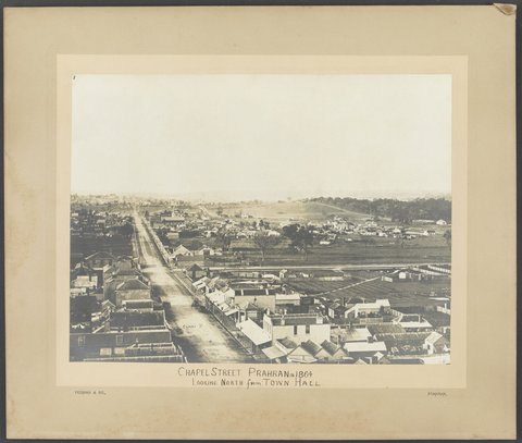 Chapel Street, Prahran in 1864 looking north from Town Hall