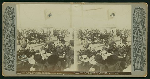 Duke of York Celebrations, Melbourne. The Royal Carriage Passing Over Princes Bridge, c. 1901