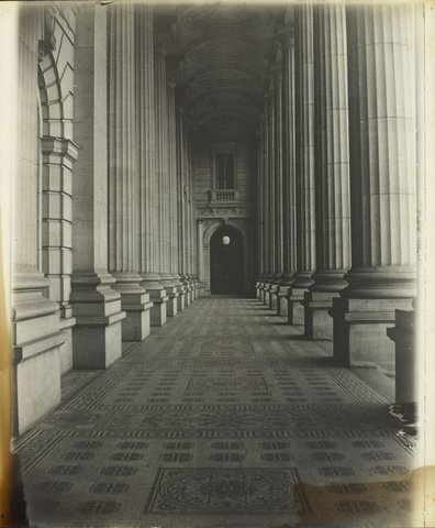 Detail of the portico of Parliament House, Melbourne, Victoria, 1900?