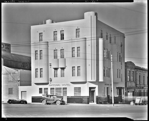 Exterior views of the National Hotel, 238 Victoria Street, North Melbourne, 1930s