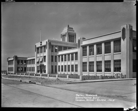 Metal windows, Administrative Block, General Motors - Holdens, Melb [i.e. Melbourne], 1936–39