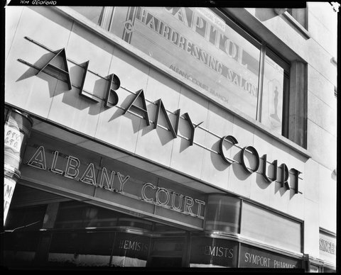 [Sign for Albany Court, Collins Street, Melbourne], 1930s