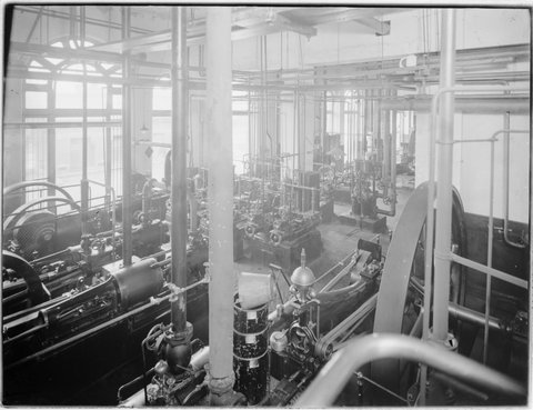 Engine room of the Victoria Brewery, Victoria Parade, East Melbourne, 1929