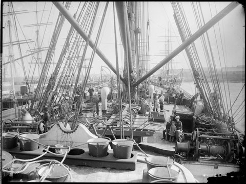 Scene on board the R.M.S. Orizaba at Williamstown, 1885–1900