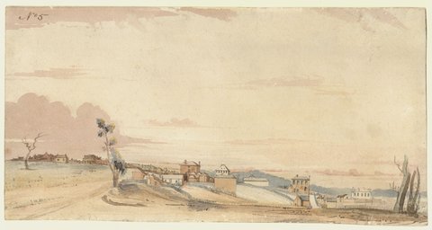 Melbourne taken from near the west end of Collins Street - 1840. Feby, 1840–54